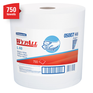 5007 - White L40 Jumbo Wypall Wiper 12.5&quot;x13.4&quot; 750/Rl 