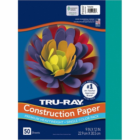 CONSTRUCTION PAPER - TURQUOISE  9INX12IN 50SH/PK