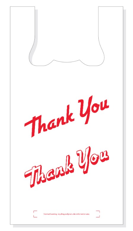 1031402 Novolex 12"x7"x23"  14Mic White Thank You Bag w/ 