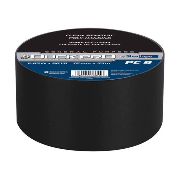 105463 DuckPro 72mmx55M 9Mil  Black Duct Tape 16Rls/Cs