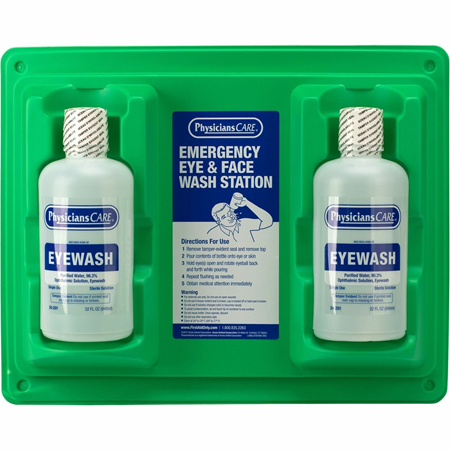 FIRST AID TWIN BOTTLE EYEWASH  STATION 32OZ BOTTLES 6EA/CS 