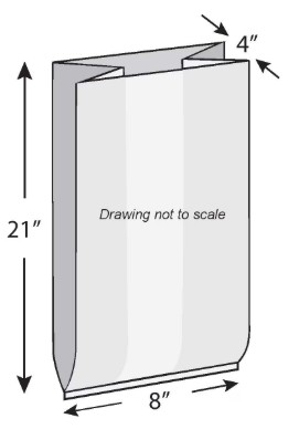 10G084021 8&quot;x4&quot;x21&quot; 1Mil LDPE  Gusset Bag 1000/Case