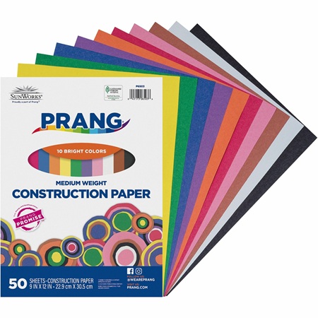 CONSTRUCTION PAPER 9X12  ASSORTED COLOR 50/PK