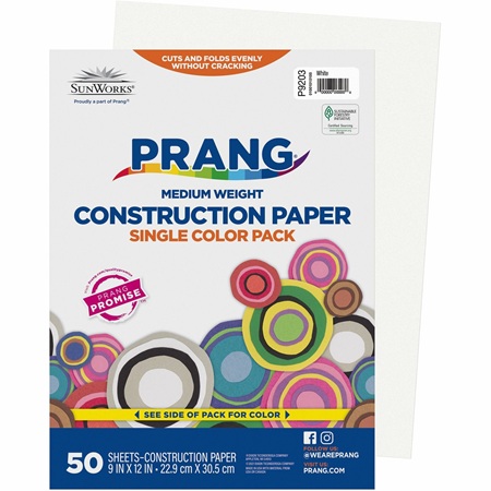 CONSTRUCTION PAPER WHITE 9X12  50/PK