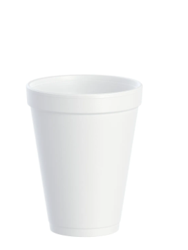 12J12 12oz EPS Foam White Cup  25/Sleeve - 1000 Cups/Case 