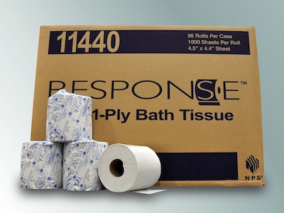 11440 1Ply Response Bath  Tissue 4.5&quot;x4.4&quot; Sheet 1000/Rl 