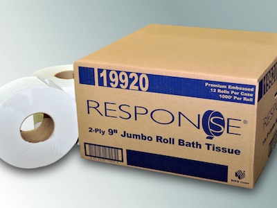 19920 2Ply Response 9&quot; Jumbo  Bath Tissue 3.3&quot;x1000&#39; 12Rl/Cs 