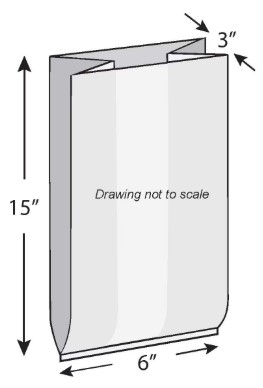 6"x3"x15" 1.5Mil LDPE Gusset  Bag 1000/Case