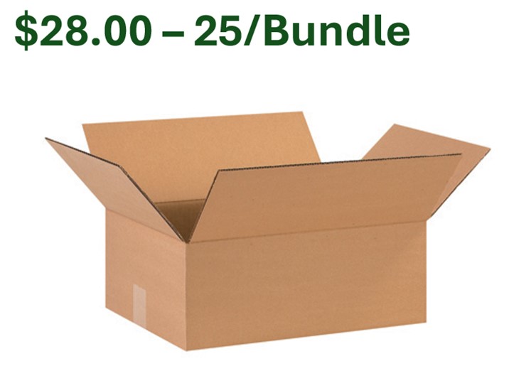 16x12x6 ECT-32 Corrugated Box  25/Bndl