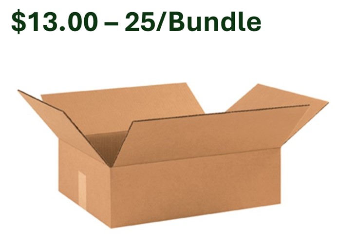 17x13x5 ECT-32 Kraft  Corrugated Box 25/Bndl 