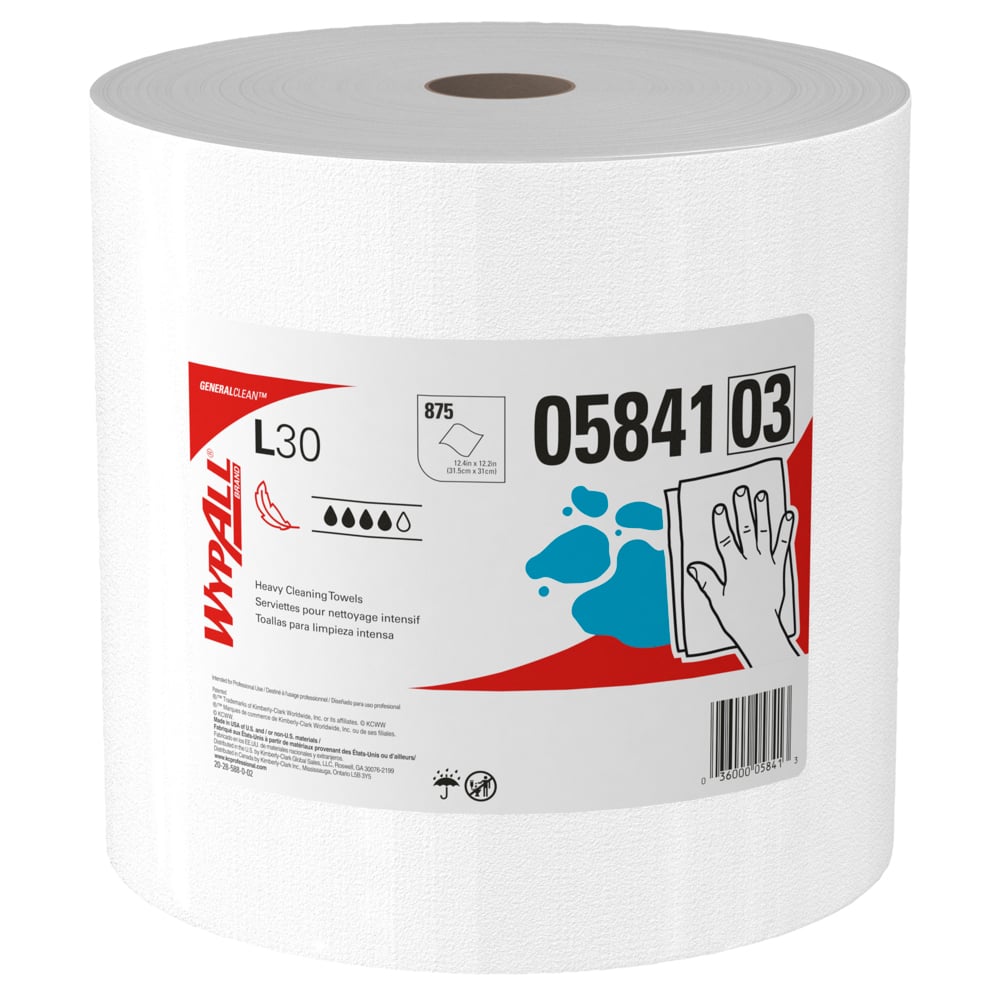 5841 WypAll General Clean L30  White Heavy Duty Jumbo Roll 