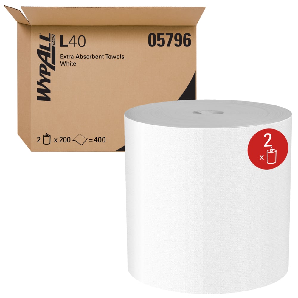 5796 - WypAll Power Clean L40  Extra Absorbent White Center 