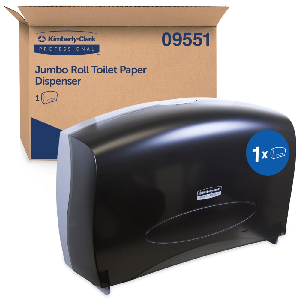 Scott Essential Jumbo Cored 
Roll Toilet Paper Black 
Dispenser 1/Ea