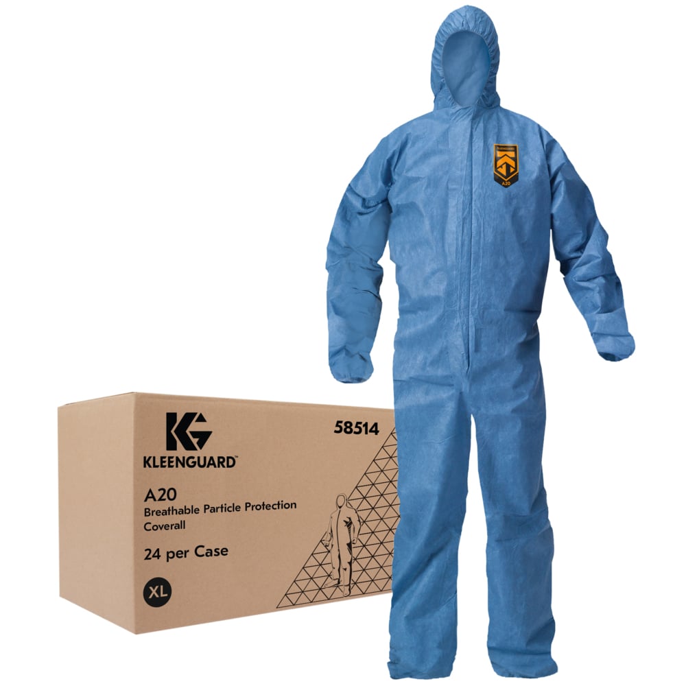58514 A20 Blue XL Hooded  Coverall w/ Elastic Wrists &amp; 