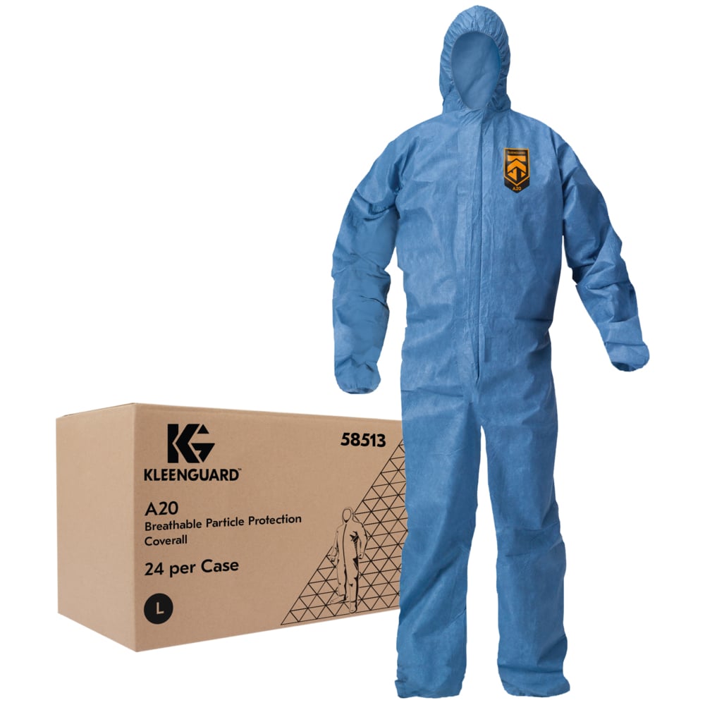 58513 A20 Blue Large Hooded  Coverall w/ Elastic Wrists &amp; 