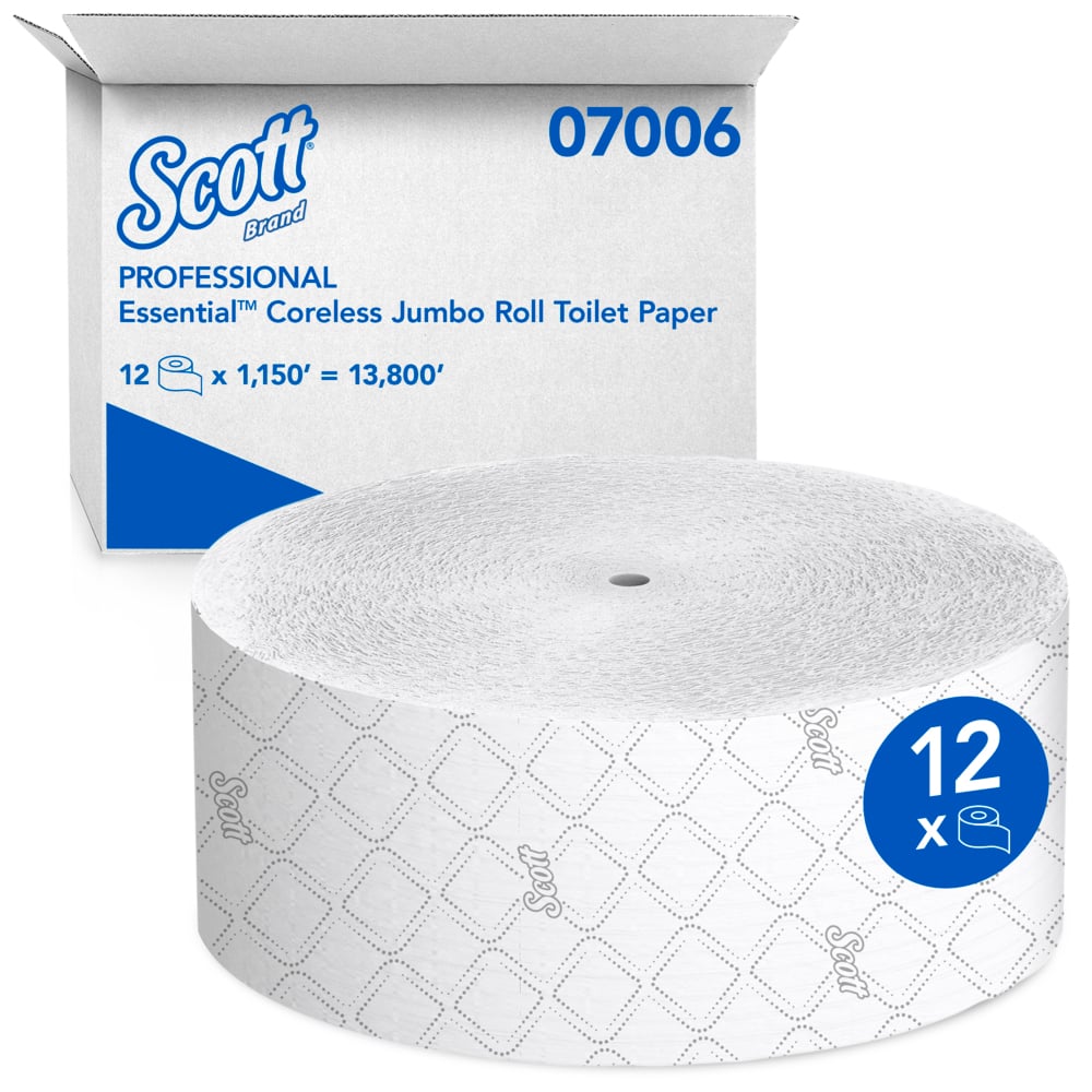 07006 Scott 2Ply Jumbo Roll  Coreless Bath Tissue 3.78&quot; x 