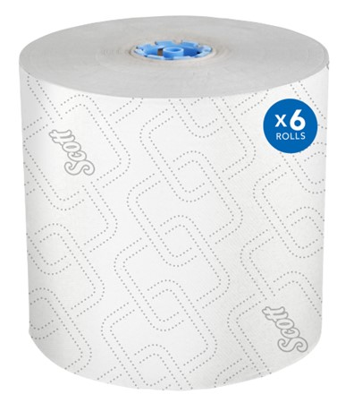 25702 Scott 7.5&quot;x1150&#39; 
High-Capacity Hard Roll Towel 
for Blue Core Dispensers - 
White 6/Cs 60/Pllt