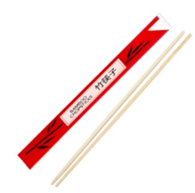 305214010 9" Chopsticks Bamboo  Red Sleeve 100Pair/Box 10Bx/Cs