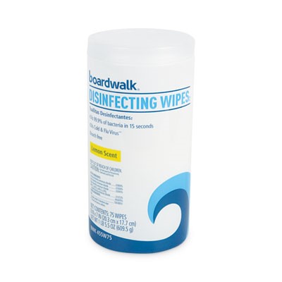 455W75 7&quot;x8&quot; Disinfecting 
Wipes Lemon Scent 75/Can 
6Cans/Cs