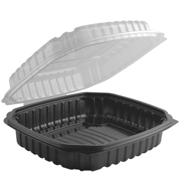 4660911 Anchor Packaging  1-Compartment Black Base Clear 