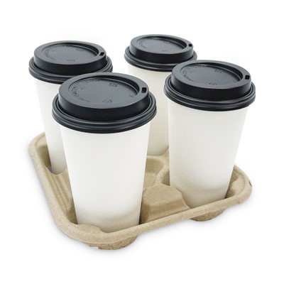 Boardwalk 4 Cup Kraft Carrier  Tray for 8oz to 32oz 300/Cs