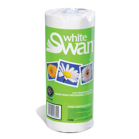 KITCHEN ROLL TOWEL 2-PLY WHITE 30/80 SHT  WHITE SWAN