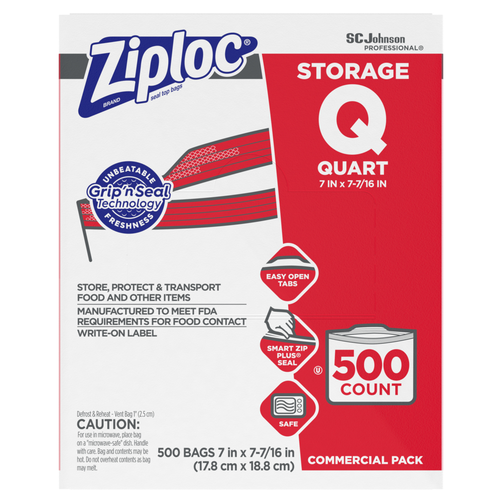 1.75Mil Ziploc Quart Storage 
Bag 500/Cs (682256)