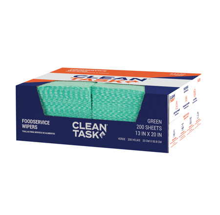 CLEAN TASK FOOD SERVICE TOWELS  QUARTERFOLD, GREEN 200CT 