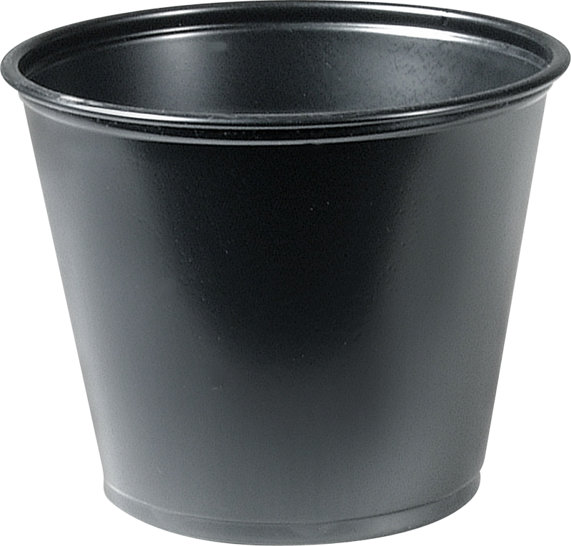 5.5Oz Black Plastic Souffle  Cup by Dart 2500/Cs