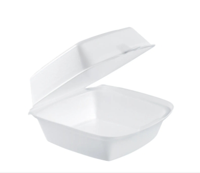 60HT1 White 5.8&quot;x6.1&quot;x3&quot; Foam  Container w/ Hinged Lid 