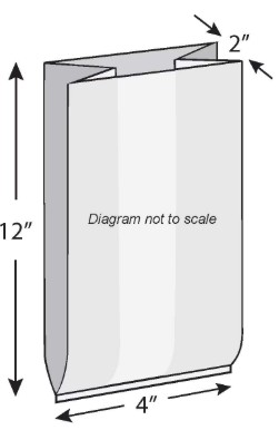 64-5-02 4"x2"x12" 3Mil Low  Density Gusseted Clear Poly 