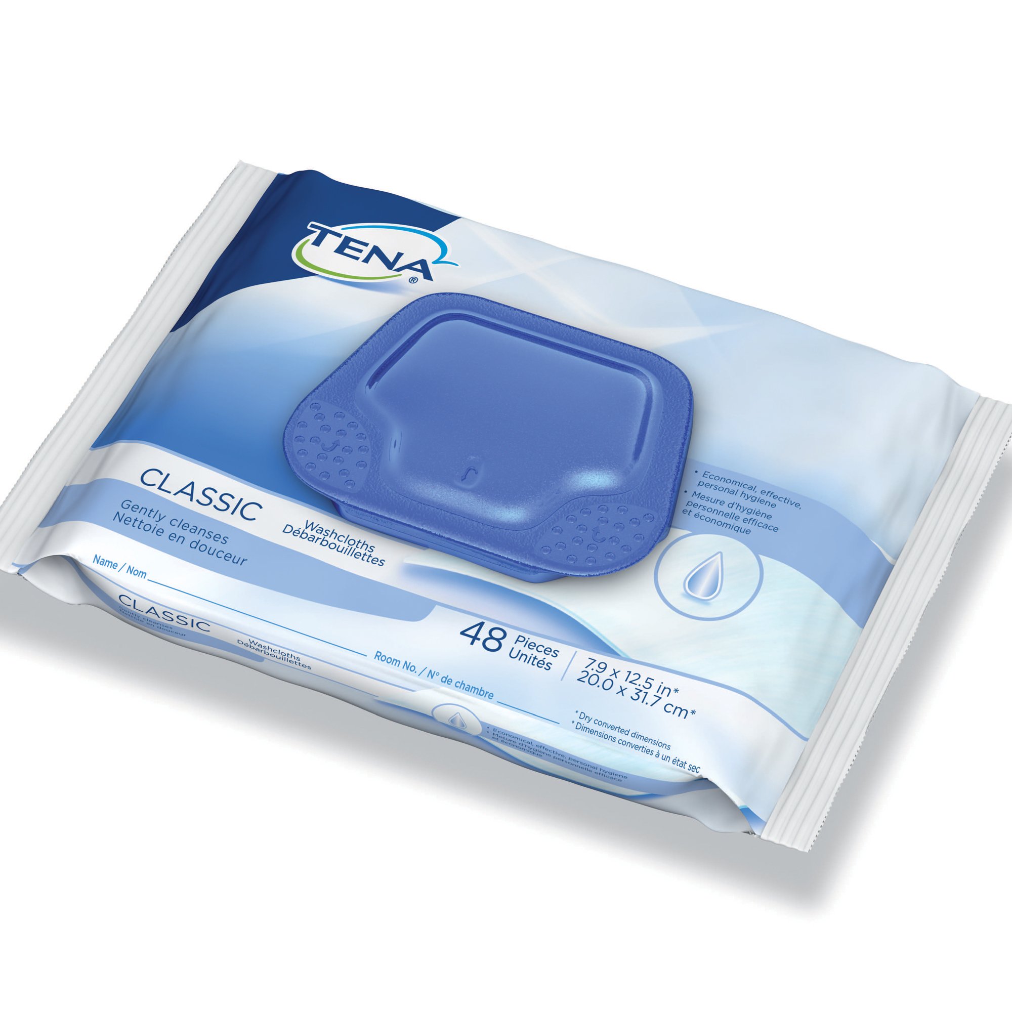 TENA CLASSIC WASHCLOTHS 7.9"x 12.5" NO RINSE 12/48