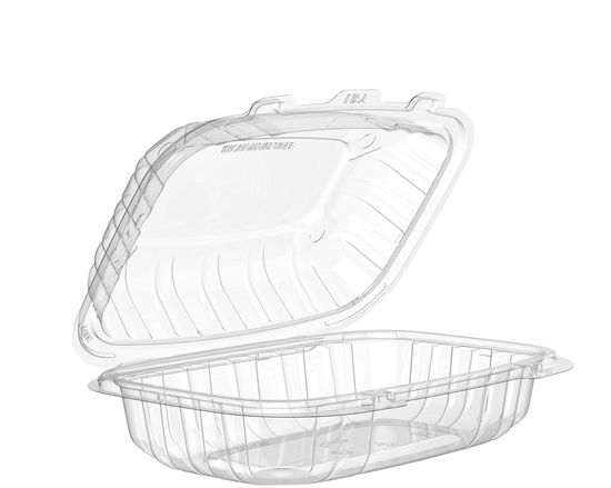 PLASTIC HINGED CONTAINER  9"X6", CLEAR, 75/SL 4SL/CS