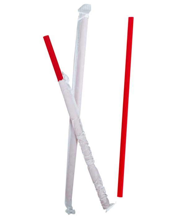 75000895 Red 7.5&quot; Jumbo Straw  Individually Wrapped 500/Box 