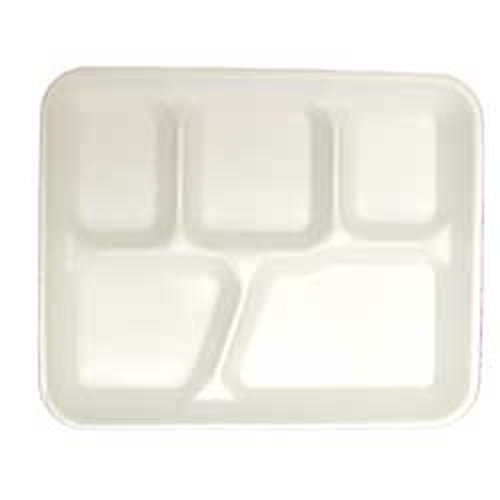 TH1-0500 5 COMPT.WHITE LUNCH TRAY 8.25X10.25 500/CS