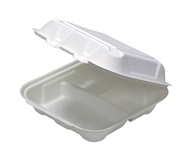 8&quot; 3 Compartment Bagasse Carry  Out Container 150/Cs 