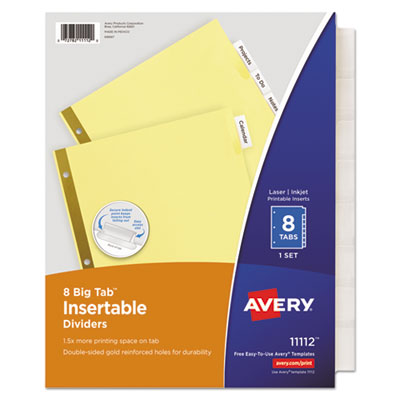 AVE11112 8-TAB Dividers Letter  7HOLD PUNCH 48/CS 