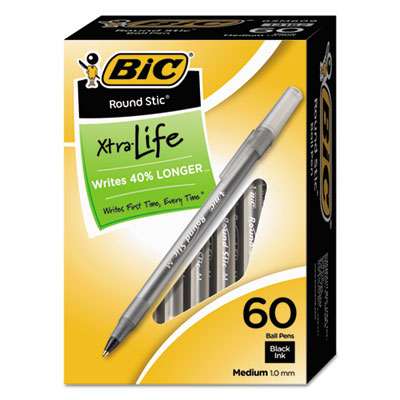 BICGSM609BK BLK BIC Stic Xtra  Life Pen Smoke 1mm 60/BX
