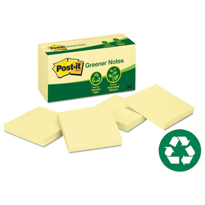 MMM654RP-24-YW 3&quot;x3&quot; Yellow 
Self Stick Recycled Note Pads 
24/Pack
