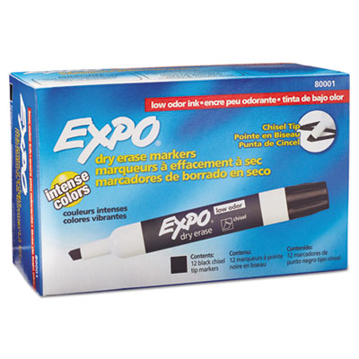 SAN80001 Expo Blk Dry Erase 
Marker Chhisel Tip 12/BX