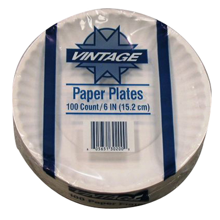 6&quot; VINTAGE PAPER PLATE WHITE UNCOATED 1000/CASE