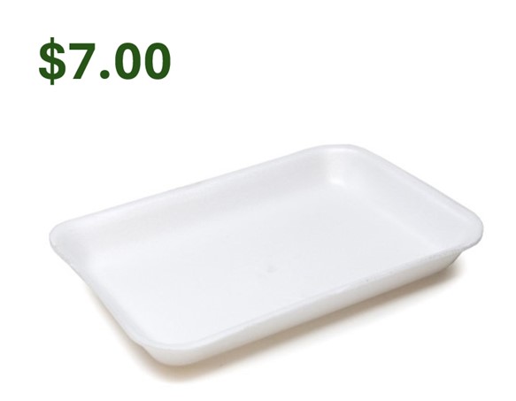 8PMW Cascades White Foam Tray  10.9&quot;x8.6&quot;x1.1&quot; 400/CS