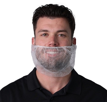 POLYPROPYLENE BEARD COVER,  WHITE, 100/BG, 10BG/CS, 21"