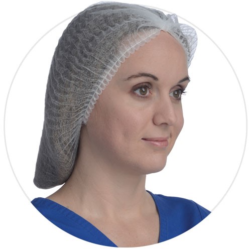 BC21P/1000 21&quot; White PolyPro Pleated Bouffant Cap 100/Bg 