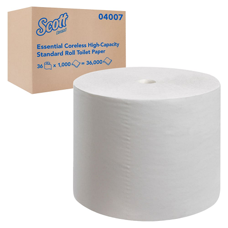 SCOTT ESSENTIAL CORELESS 2-PLY  TOILET PAPER 1000SHEETS 36/CS
