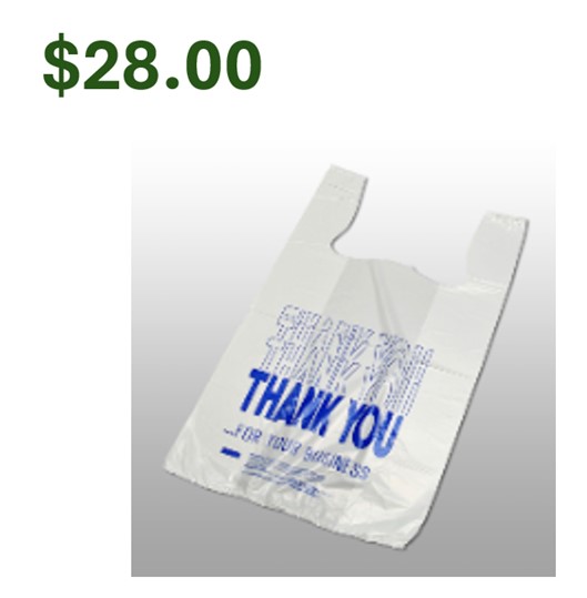 CT1923TYD 11.5&quot;x6.5&quot;x21.5&quot;  .5Mil White &quot;Thank You&quot; 
