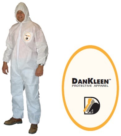 3-XL DanKleen 20127 Coverall  w/ Zip Front, Hood, Elastic 
