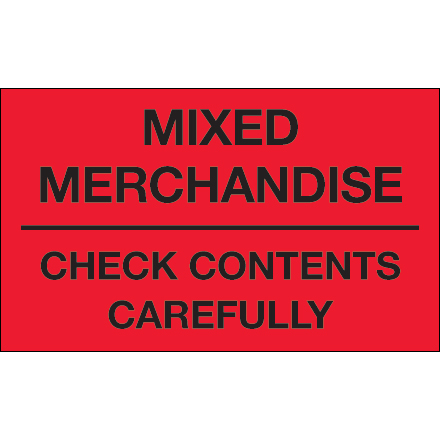 3 X 5" - "MIXED MERCHANDISE - CHECK CONTENTS CAREFULLY"