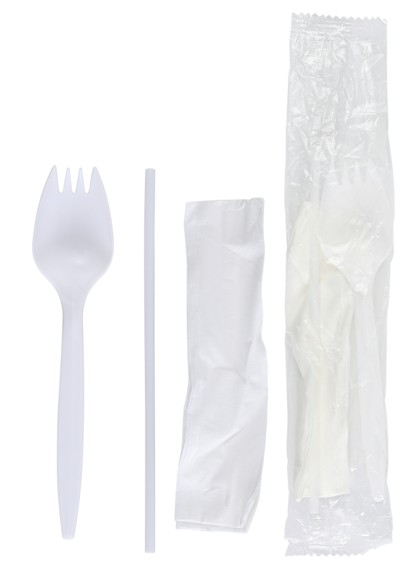 E176015 Empress Medium Weight  Cutlery Kit Polypro Spork Milk 
