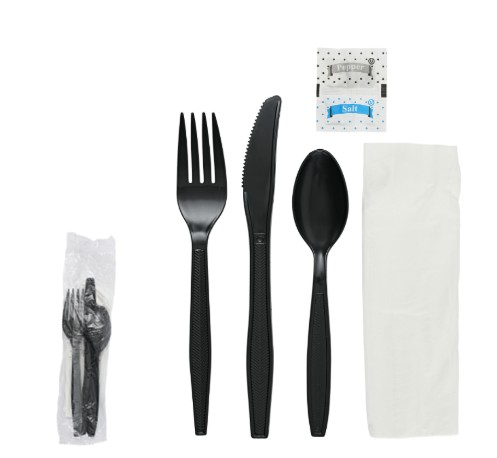 E188000 Empress Heavy Weight  Black Polystyrene Cutlery Kit 